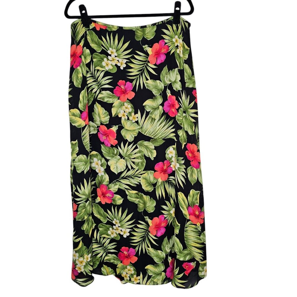 Ralph Lauren 14w Silk Maxi Skirt Tropical Aloha Coconut Girl A Line Floral